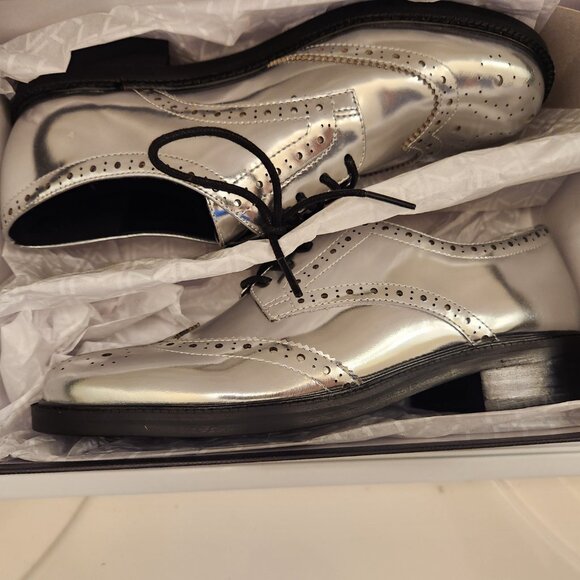 Marc Fisher Silver Leather "Perrie" lace up oxfords. Women. Size Various. NIB - Picture 10 of 12